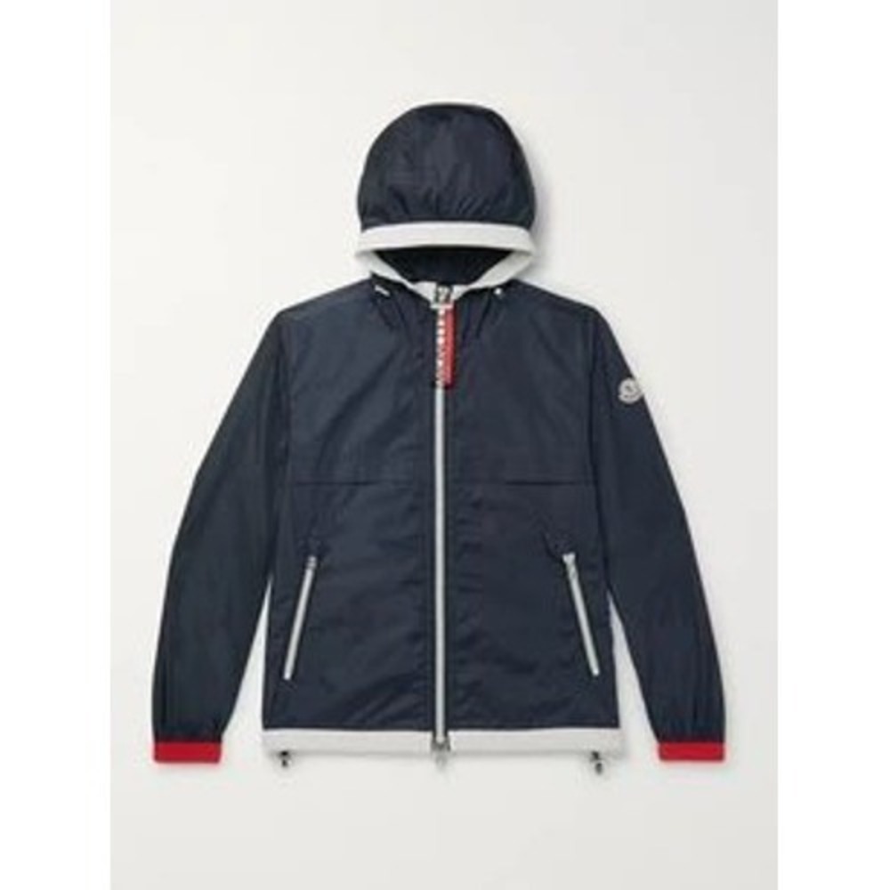 Moncler Alshat Giubbotto Hooded Windbreaker Jacket Black White Red Mens Size 3